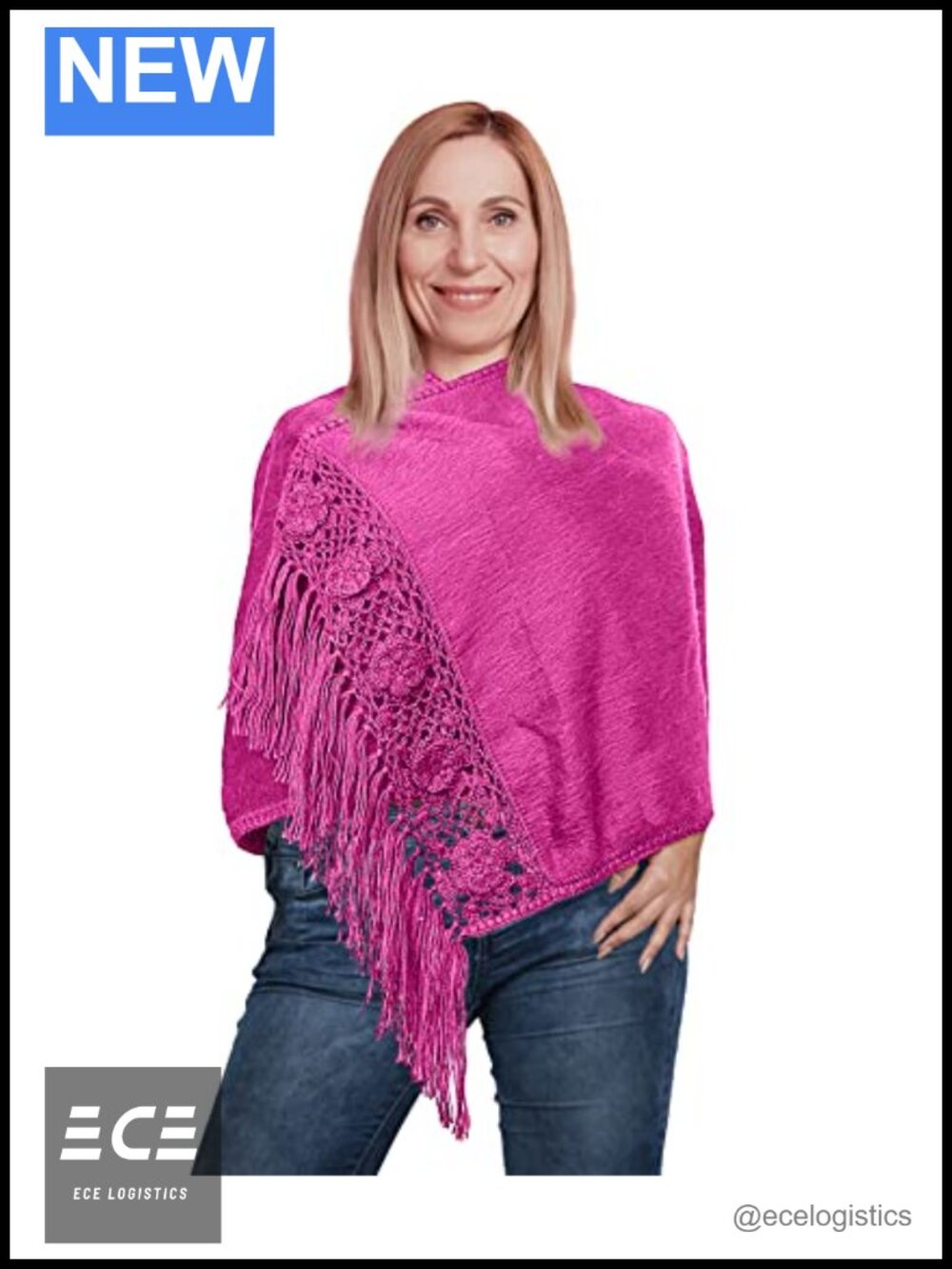 Alpaca Wool Pashmina Shawl Wrap Crochet Flower Tassel